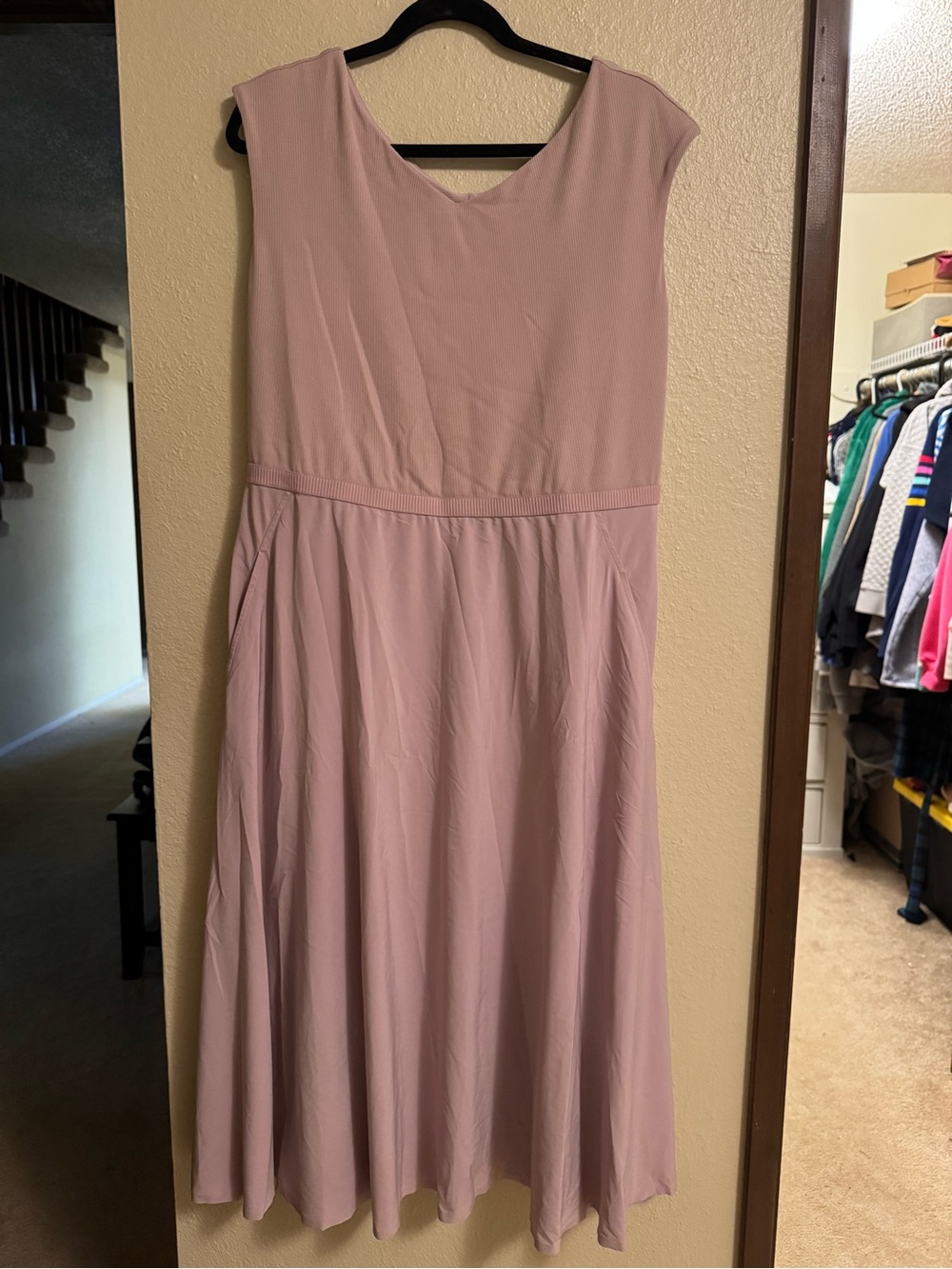 Athleta Sleeveless Midi Dress in Dusty Rose Pink